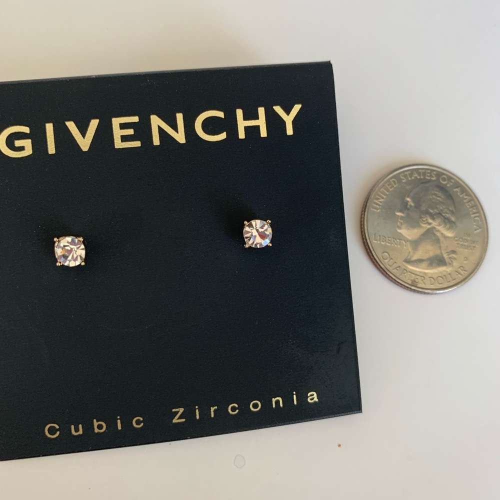 Givenchy Earrings New Stud Gold tTone and Cubic Zirconia - Picture 3 of 3